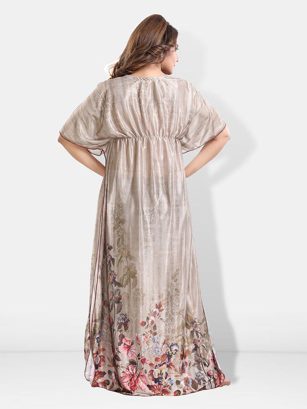Be You Floral Printed Satin Kaftan Nightdress