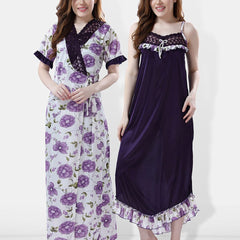 Be You Floral Printed Satin Maxi Nightdress