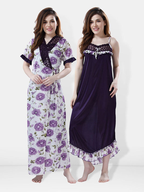 Be You Floral Printed Satin Maxi Nightdress