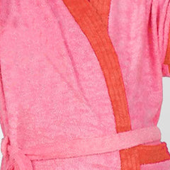 Be You Two-Tone Peach Solid Cotton Drawstring Knee Length Bath Robe