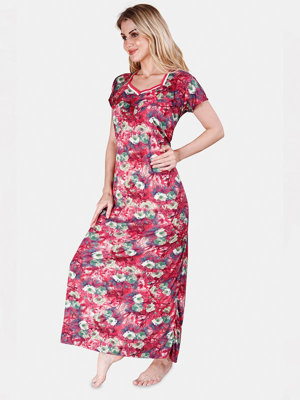 Be You Printed Satin Maternity Maxi Nightdress
