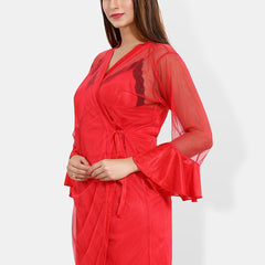 Be You Shoulder Straps Satin Nightdress With Robe
