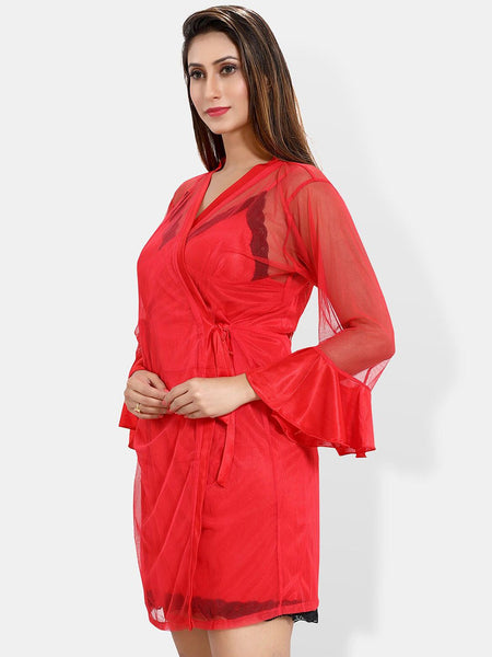 Be You Shoulder Straps Satin Nightdress With Robe