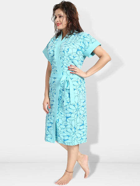 Be You Women Printed Cotton Anti-bacterial Super Soft Bath Robe With Belt