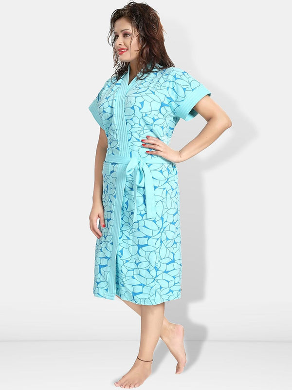 Be You Women Printed Cotton Anti-bacterial Super Soft Bath Robe With Belt