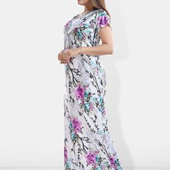 Be You Floral Printed Maxi Satin Maternity Nightdress