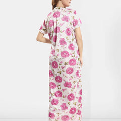 Be You Floral Printed Satin Wrap Nightdress With Robe
