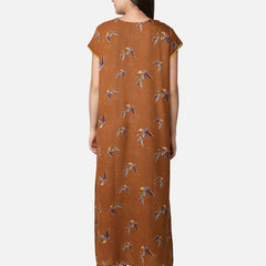 Be You Mustard Printed Maxi Nightdress