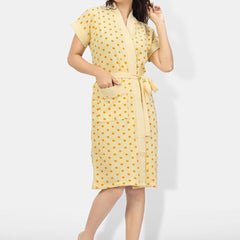 Be You Women Printed Cotton Anti-bacterial Super Soft Bath Robe With Belt