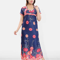 Be You Printed Women Satin Maternity Maxi Nightdress