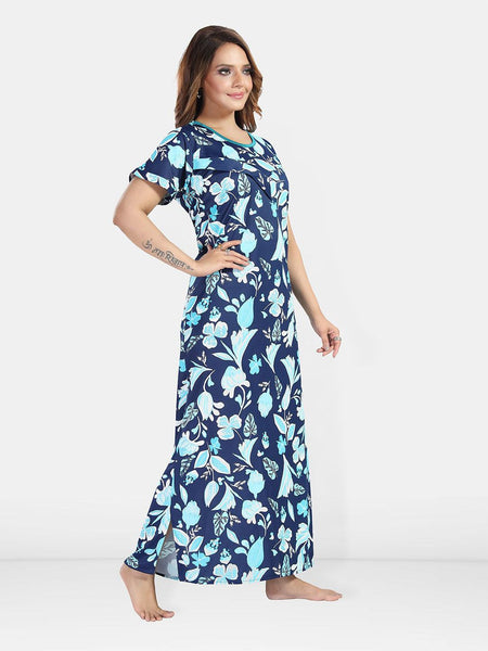 Be You Women Printed Maxi Nightdress