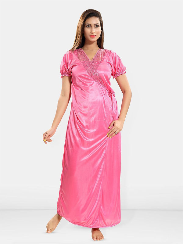 Be You Set of 2 Satin Maxi Wrap Nightdress