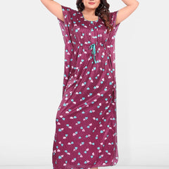 Be You Women Printed Maxi Nightdress