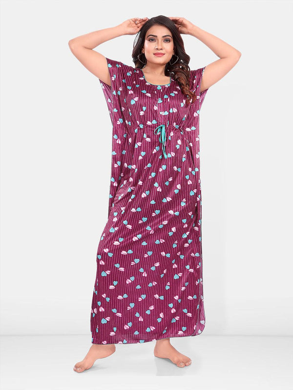 Be You Women Printed Maxi Nightdress
