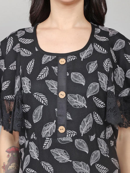 Be You Alpine Leaf Printed Maxi Nightdress