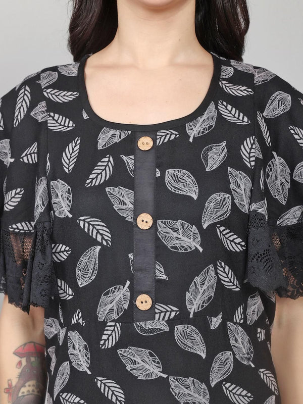 Be You Alpine Leaf Printed Maxi Nightdress