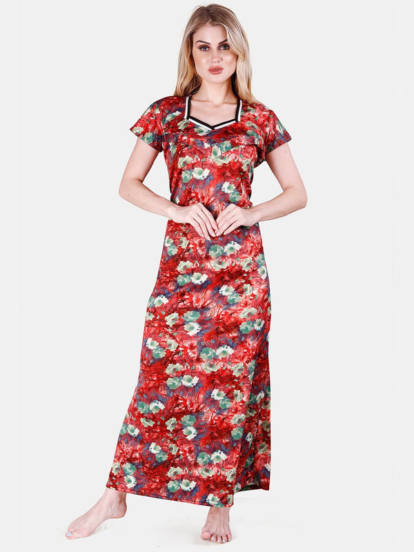 Be You Printed Satin Maternity Maxi Nightdress