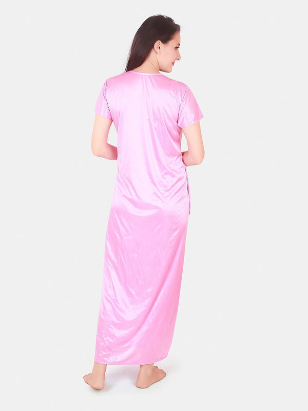 Be You Floral Lace Shoulder Straps Satin Maxi Nightdress With Robe