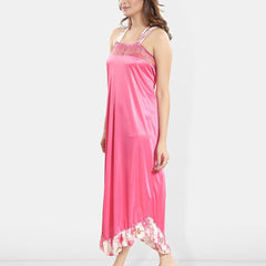 Be You Set Of 5 Self Design Shoulder Strap Satin Maxi Nightdress