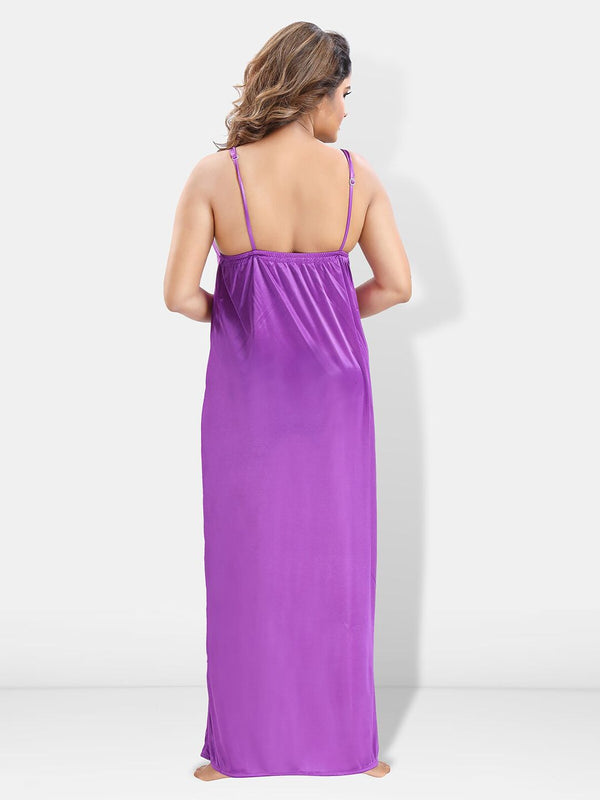 Be You 6 Pieces Satin Maxi Nightdress Set With Robe And Lingerie Set
