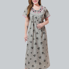 Be You Grey Embroidered Maxi Nightdress