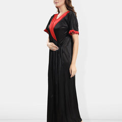 Be You Short Sleeves Satin Maxi Robe