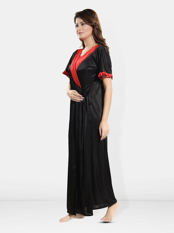 Be You Short Sleeves Satin Maxi Robe