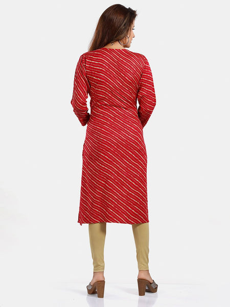 Be You Leheriya Printed Round Neck Kurta