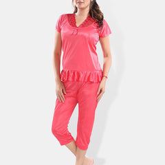 Be You V-Neck Satin Night Suit With Robe