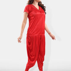 Be You V-Neck Satin Night Suit With Robe