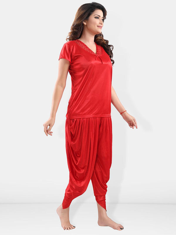Be You V-Neck Satin Night Suit With Robe