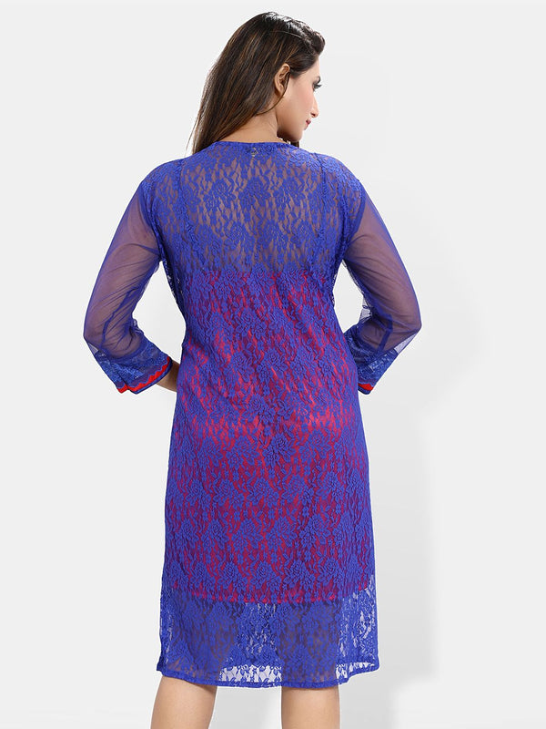 Be You Floral Lace Shoulder Straps Satin Nightdress With Robe