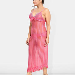 Be You Self Design Shoulder Straps Net Baby Doll With Brief