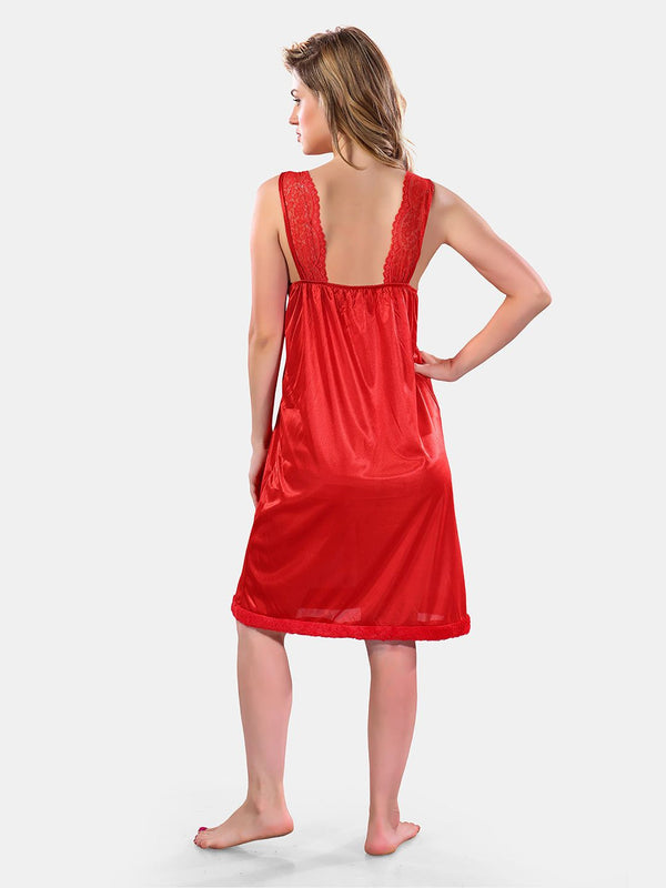 Be You V Neck Lace Up Details Satin Nightdress With Robe