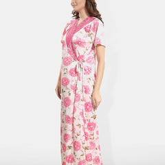 Be You Printed Satin Top & Shorts With Robe