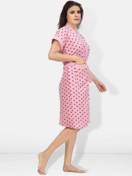 Be You Women Printed Cotton Anti-bacterial Super Soft Bath Robe With Belt
