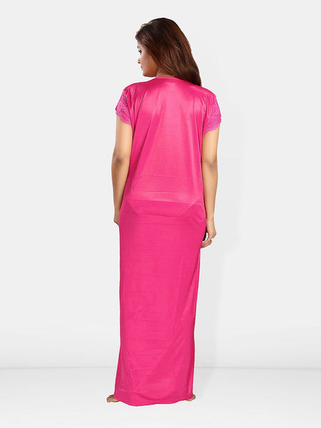 Be You Self Design Satin Maxi Nightdress