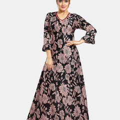 Be You Floral Printed V-Neck Satin Maxi Nightdress