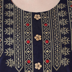 Be You Navy Blue Embroidered Maxi Nightdress