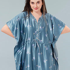 Be You Blue Printed Maxi Kaftan Nightdress