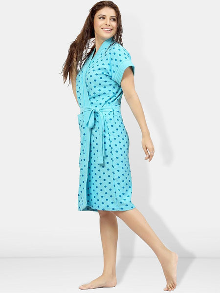 Be You Women Printed Cotton Anti-bacterial Super Soft Bath Robe With Belt