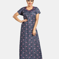 Be You Floral Printed Satin Maternity Maxi Sweat Nightdress