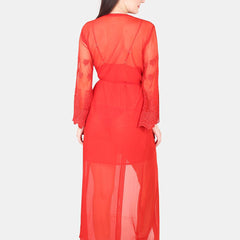 Be You Floral Lace Shoulder Straps Satin Maxi Nightdress With Robe