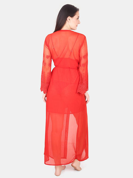 Be You Floral Lace Shoulder Straps Satin Maxi Nightdress With Robe