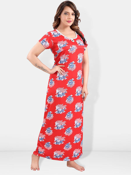 Be You Floral Printed Satin Maxi Maternity Nightdress