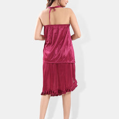 Be You V-Neck Satin Lace Night Suit With Robe