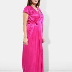 Be You Pack Of 6 Satin Maxi Wrap Nightdress With Lingerie Set