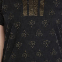 Be You Black Printed Maxi Nightdress