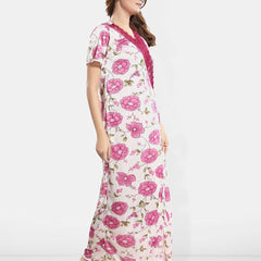 Be You Floral Printed Satin Wrap Nightdress With Robe