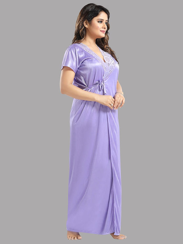 Be You Lavender Satin Maxi Shoulder Straps Nightdress